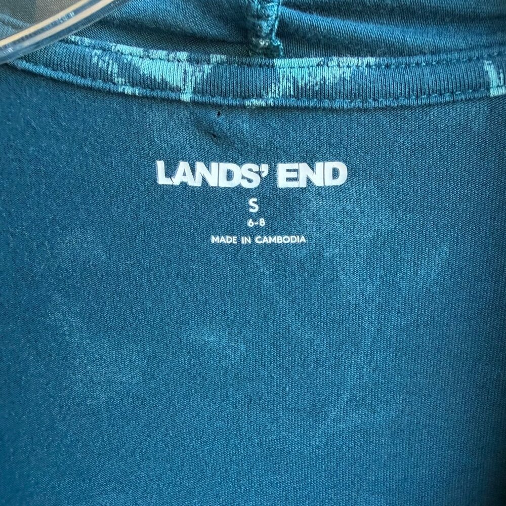 Lands' End Long Sleeve Faux Wrap V-Neck Floral Cotton Blend Blouse Size S - Picture 3 of 8